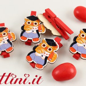 Decorazione Legno Gufetto Laureato con mollettina