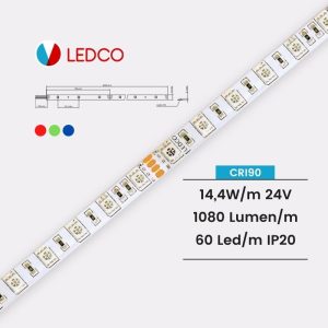 Striscia Led RGB 14,4 W/MT 24V sl72RGB20 – Ledco