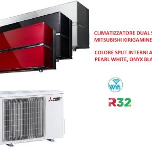 MITSUBISHI – CLIMATIZZATORE CONDIZIONATORE INVERTER DUAL SPLIT 9000+12000 9+12 BTU A+++ WI-FI KIRIGAMINE STYLE MSZ-LN MXZ-2F42VF GAS R32