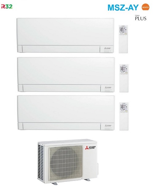 Mitsubishi Electric – Climatizzatore TRIAL SPLIT WiFi 12000+12000+12000 12+12+12 btu A++ MSZ-AY MXZ-3F68VF gas R32