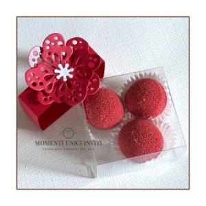 Scatolina degustazione 3 confetti Laurea con Fiore Traforato