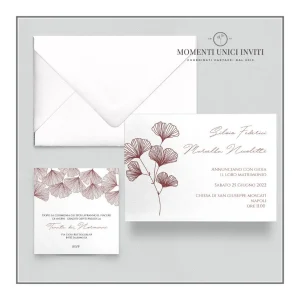 Ginkgo – partecipazione e invito con busta – mod. 10×15