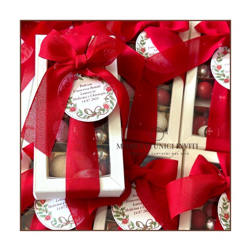 Elegante scatola confetti Laurea con nastro - immagine 3